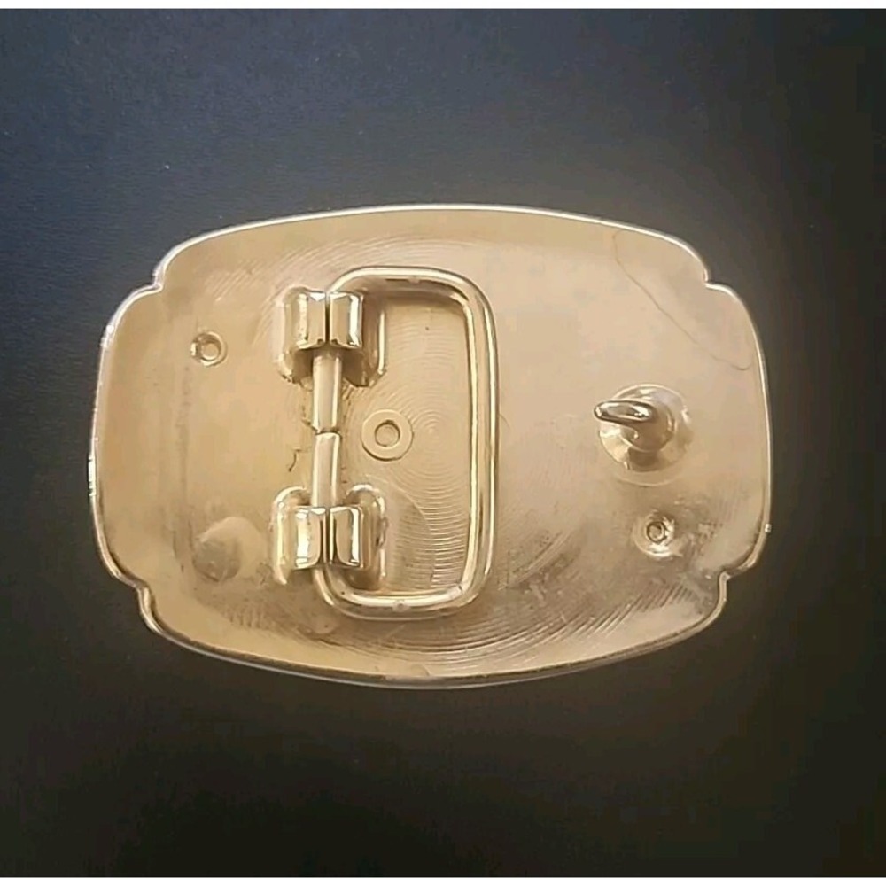 Unique Vintage 1980's Western Gold & White Belt Buckle‎ - Picture 2 of 3